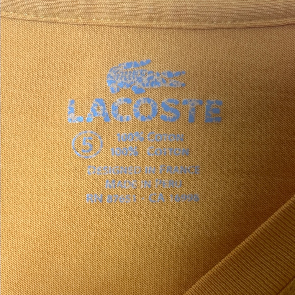 Lacoste Men's Short Sleeve Tee Yellow - Picture 3 of 3